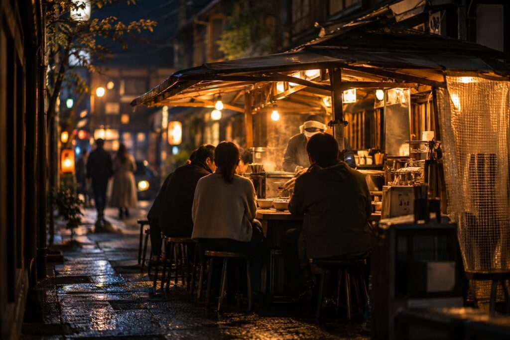 夜の街角の屋台（イメージ）