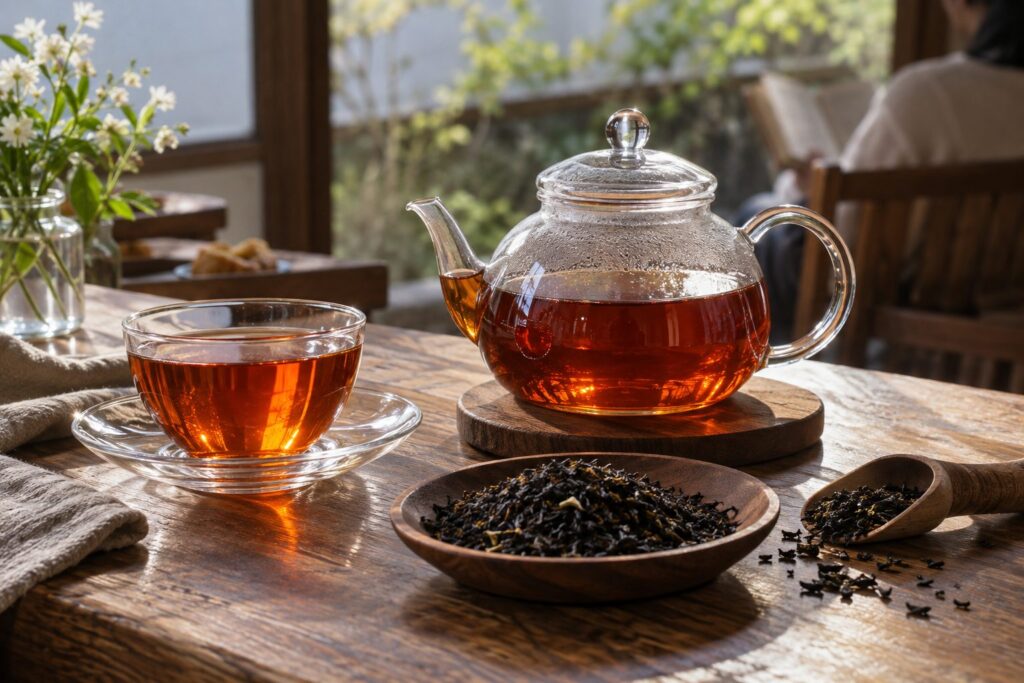 ティーポットと紅茶の茶葉(イメージ)
